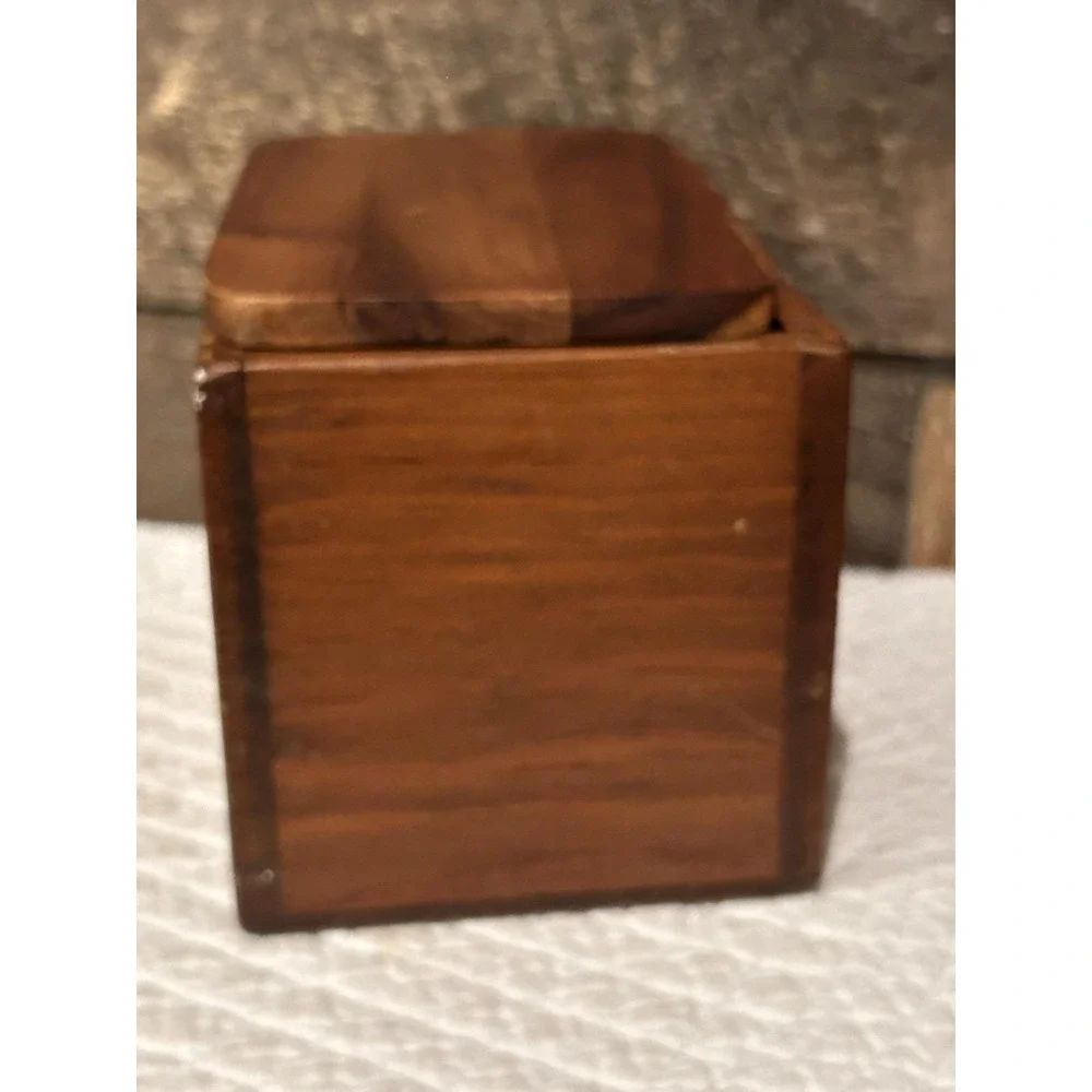 Vintage rustic wood recipe box‎ cottage core style decor open top lid 70's style